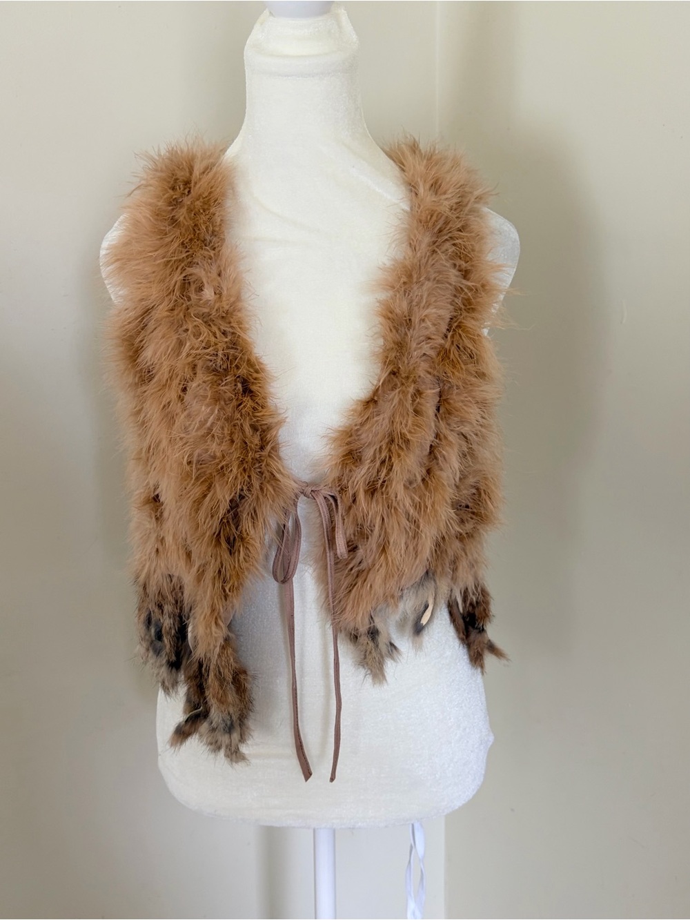 Vintage ostrich fur vest with fringe READ